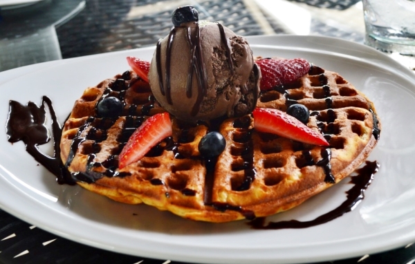 Waffle with A Scoop of Ice Cream & Wild Berries Sauce @ Alkaff Mansion